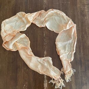 VINTAGE Peach Satin Fringed Scarf